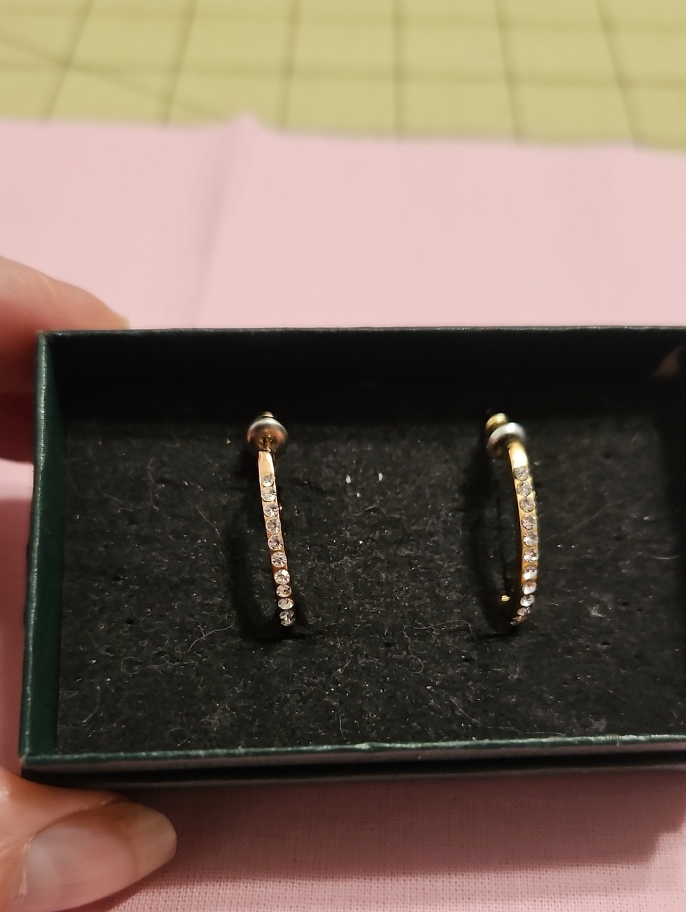 Gold-Tone Crystal Hoop Earrings - Elegant Women Jewelry